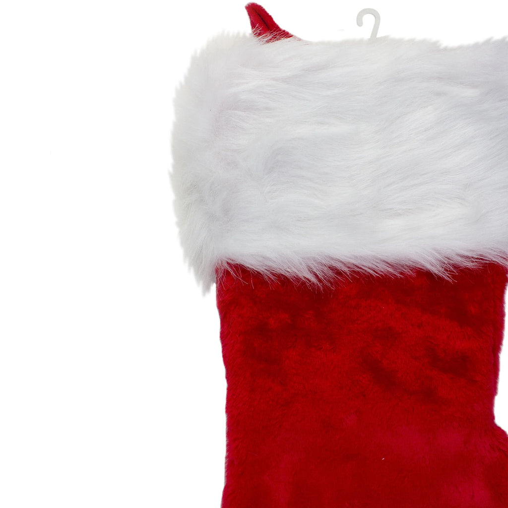 Traditional Plush Hanging Christmas Stocking with Cuff - 20" - Red and White