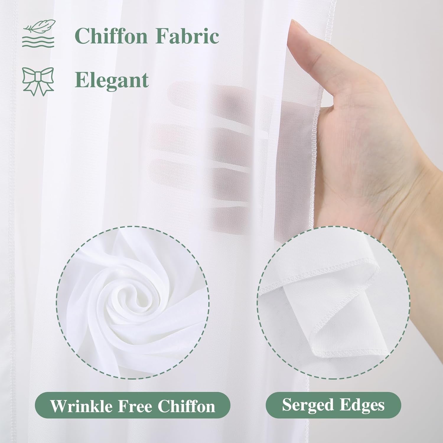 Wedding Arch Draping Fabric,1 Panel 18FT White Drapes Chiffon Fabric Drapery Decorations for Ceremony Reception Party Ceiling Backdrop