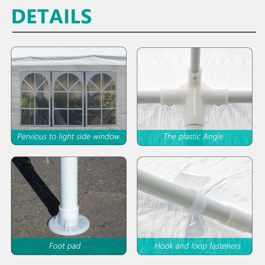 Gazebo Tent 10'X30' Canopy Tent Outdoor Gazebo Canopy Wedding Party Tent Heavy Duty Gazebo Pavilion, White (10X30Ft 5 Removable Sidewalls)