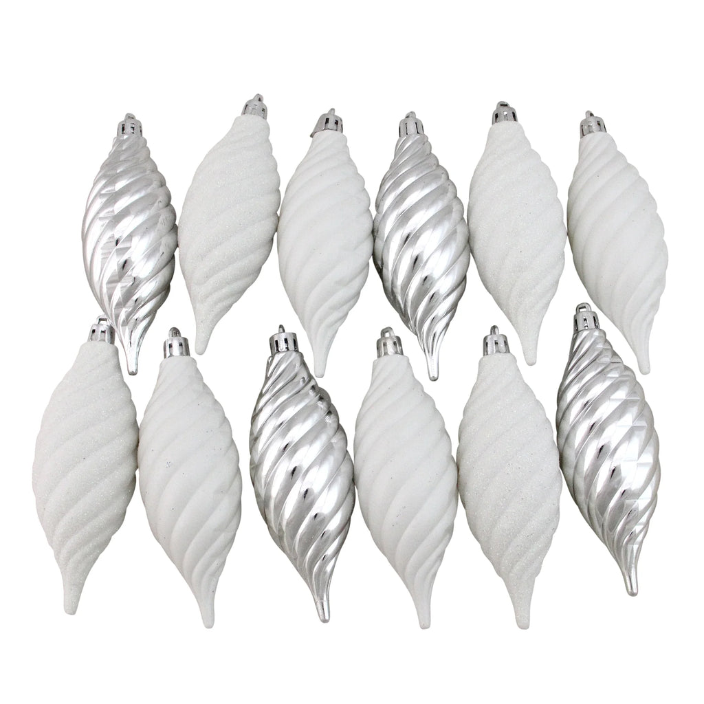 125Ct Shatterproof 4-Finish Christmas Ornament Set 5.5" - White/Silver