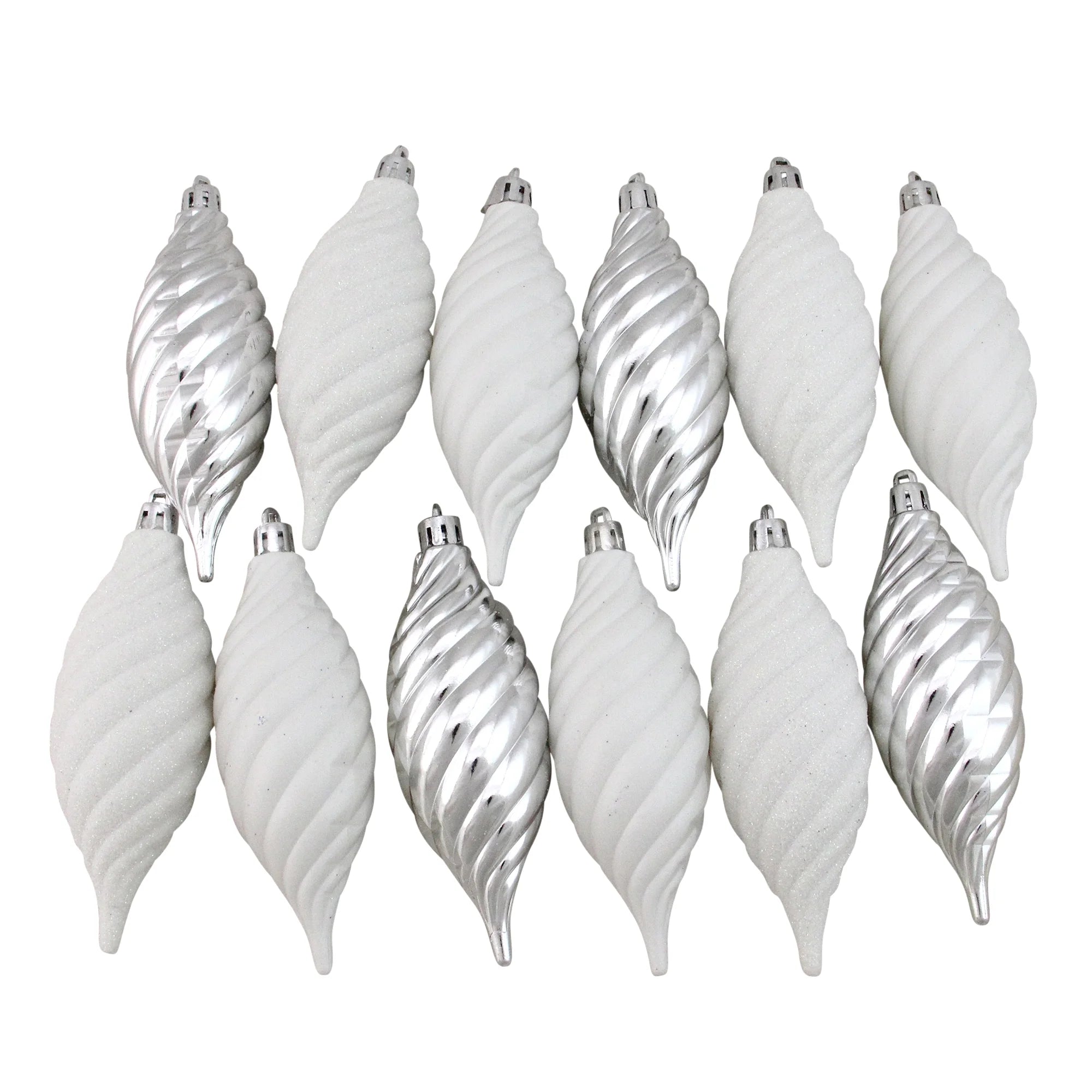 125Ct Shatterproof 4-Finish Christmas Ornament Set 5.5" - White/Silver