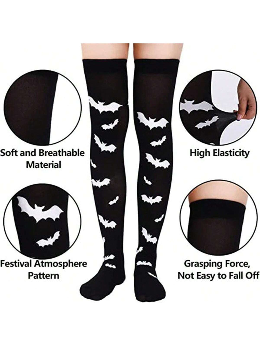 1Pair Halloween Thigh High Socks,Long Stockings,Halloween over Knee Stockings,Halloween Cosplay Festival Socks,Funny Prank Stockings for Halloween,Halloween Party Costume Props,Christmas
