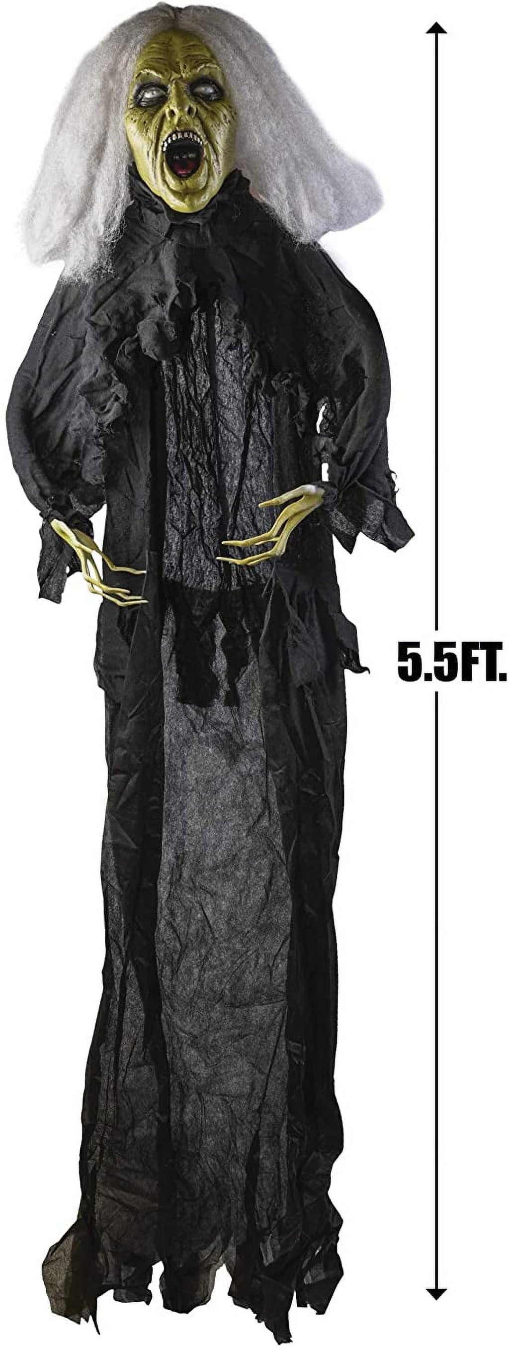 Halloween Gray Haired Zombie Skull with Posable Skeletal Hands Halloween Decoration Prop | Halloween Groundbreaking Zombie, Halloween Lawn Decorations