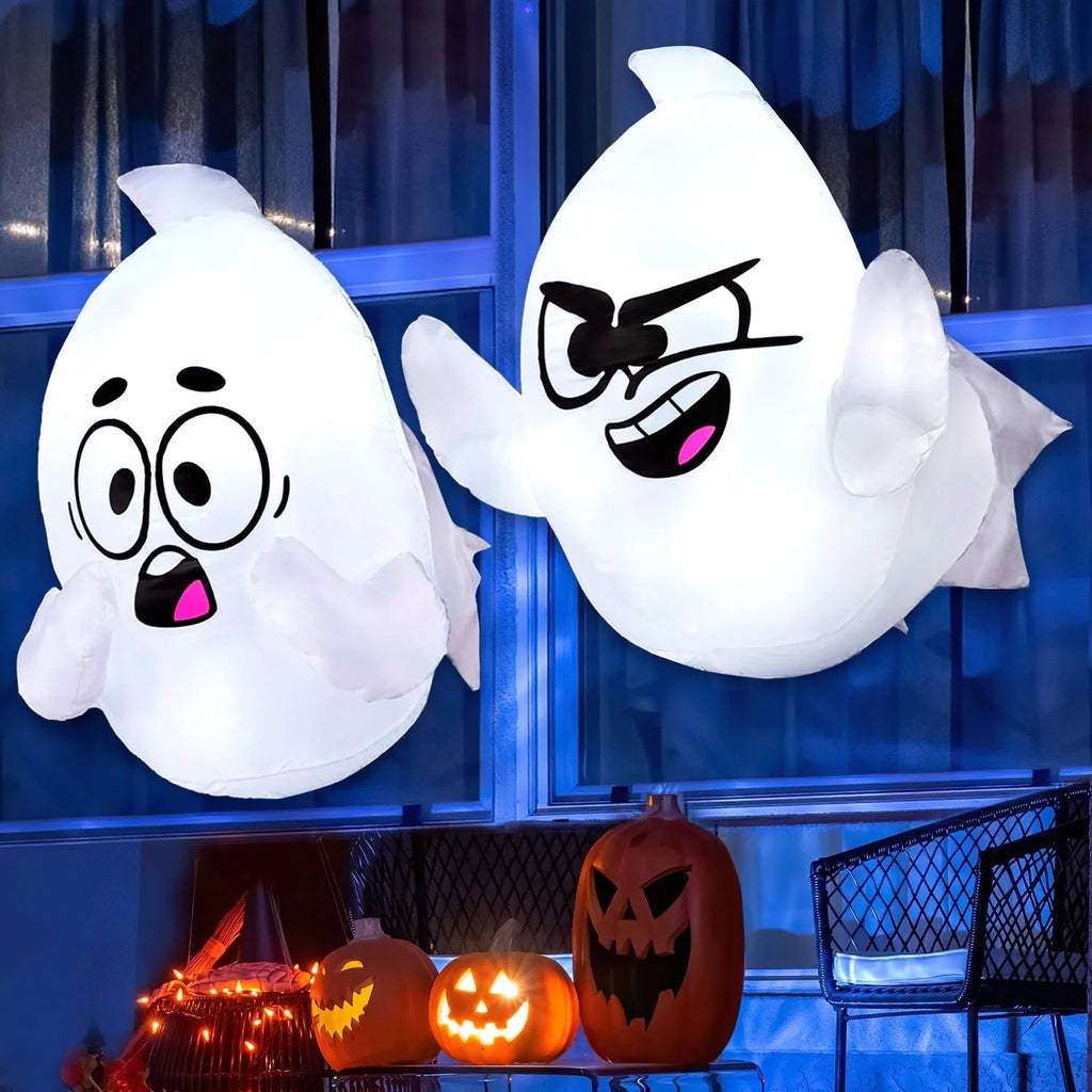2 Pack Halloween Inflatable Window Ghost,2.6 FT Outdoor Scary Flying Ghost Broke Out from Window with Built-In LED Blow up Inflatable for Window Decoration Yard Garden Lawn Decor