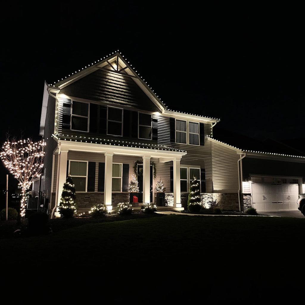 100Ct Warm White LED Faceted C9 Christmas Lights, 66Ft Green Wire