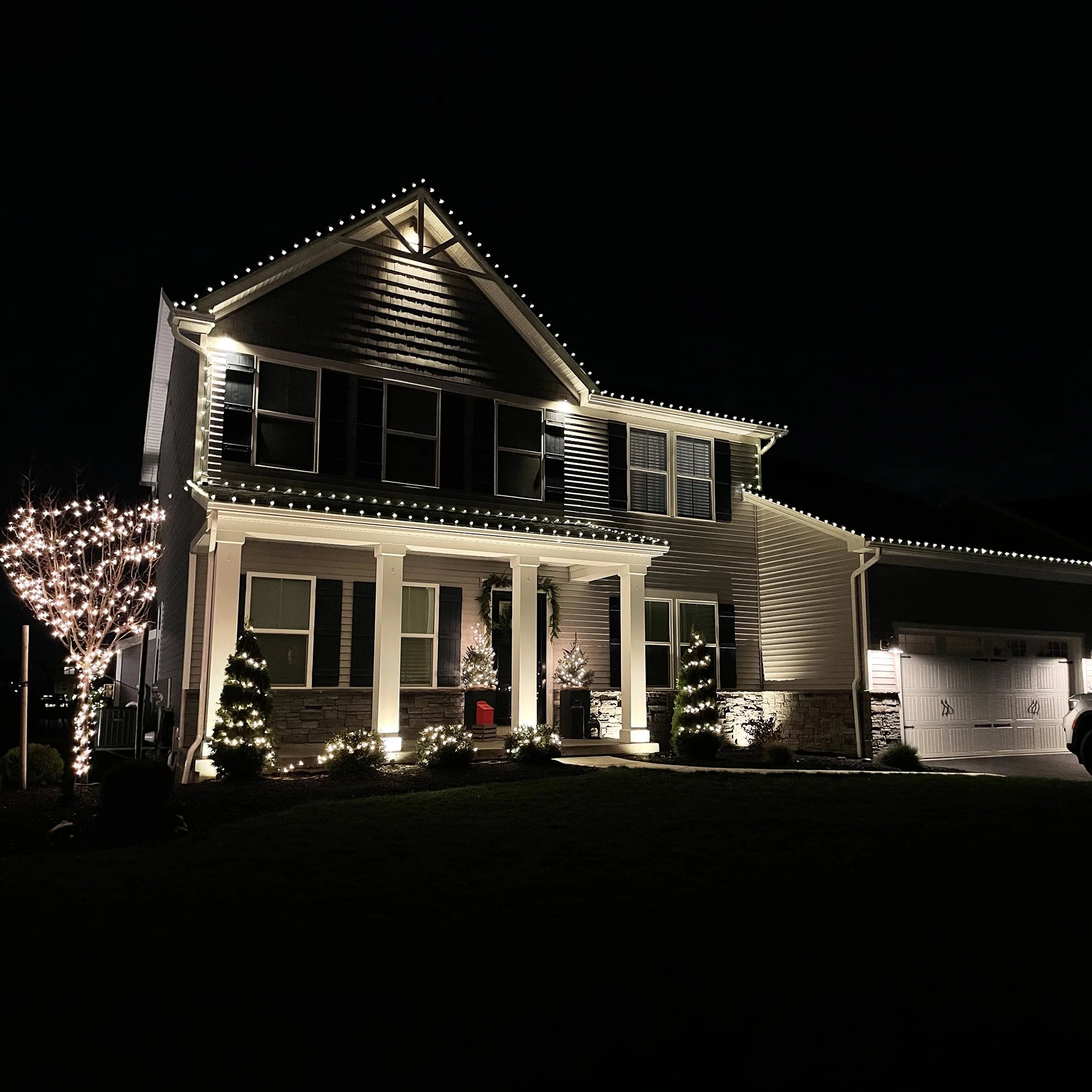 100Ct Warm White LED Faceted C9 Christmas Lights, 66Ft Green Wire