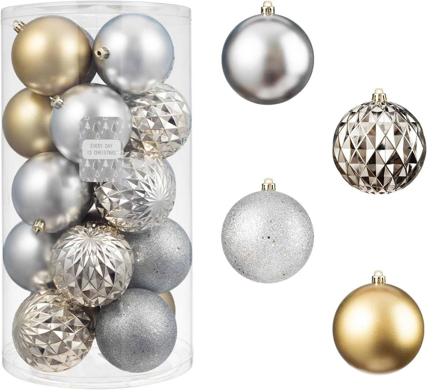 20Ct Christmas Ornaments, Shatterproof Christmas Tree Ornaments Set, 92Cm/3.6" Christmas Balls Decoration