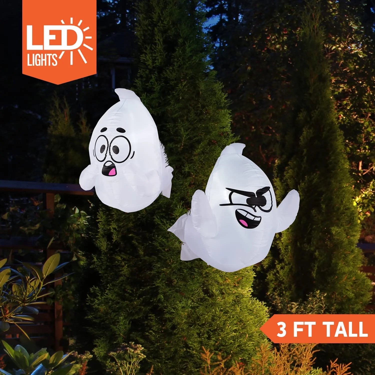 2 Pack Halloween Inflatable Window Ghost,2.6 FT Outdoor Scary Flying Ghost Broke Out from Window with Built-In LED Blow up Inflatable for Window Decoration Yard Garden Lawn Decor