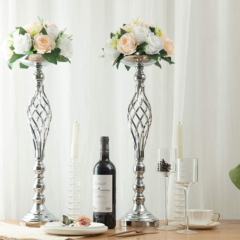 Wedding Centerpieces for Reception Tables, Twist Candleholder Stands, Wedding Flower Arrangement Vases, Metal Centerpieces for Wedding Road-Leading Home Decor