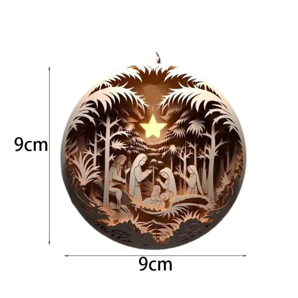 New 2D Creative Painted Nativity Christmas Pendant Christmas Tree Ornaments Acrylic Hangable Christmas Decoration Home Decor