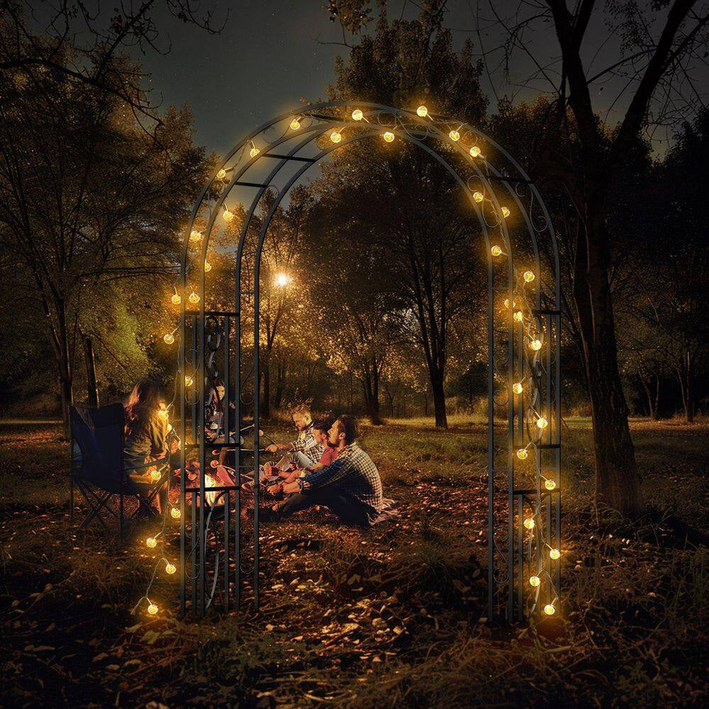 84.6 In. X 52.7 In. X 23.6 In. Garden Arbor with Trellis Elegant Black Metal Arch for Climbing Plants Yard Lawn Decor