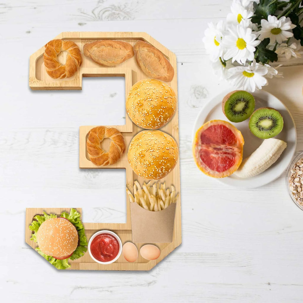 Christmas Decorations Clearance! Number Wooden Charcuterie Boards Wooden Numbers Shape Cheese Board Cheese Tray Platter Xmas Serving Dishes for Party Fruit Snack Food Meat Cookies Home (3)