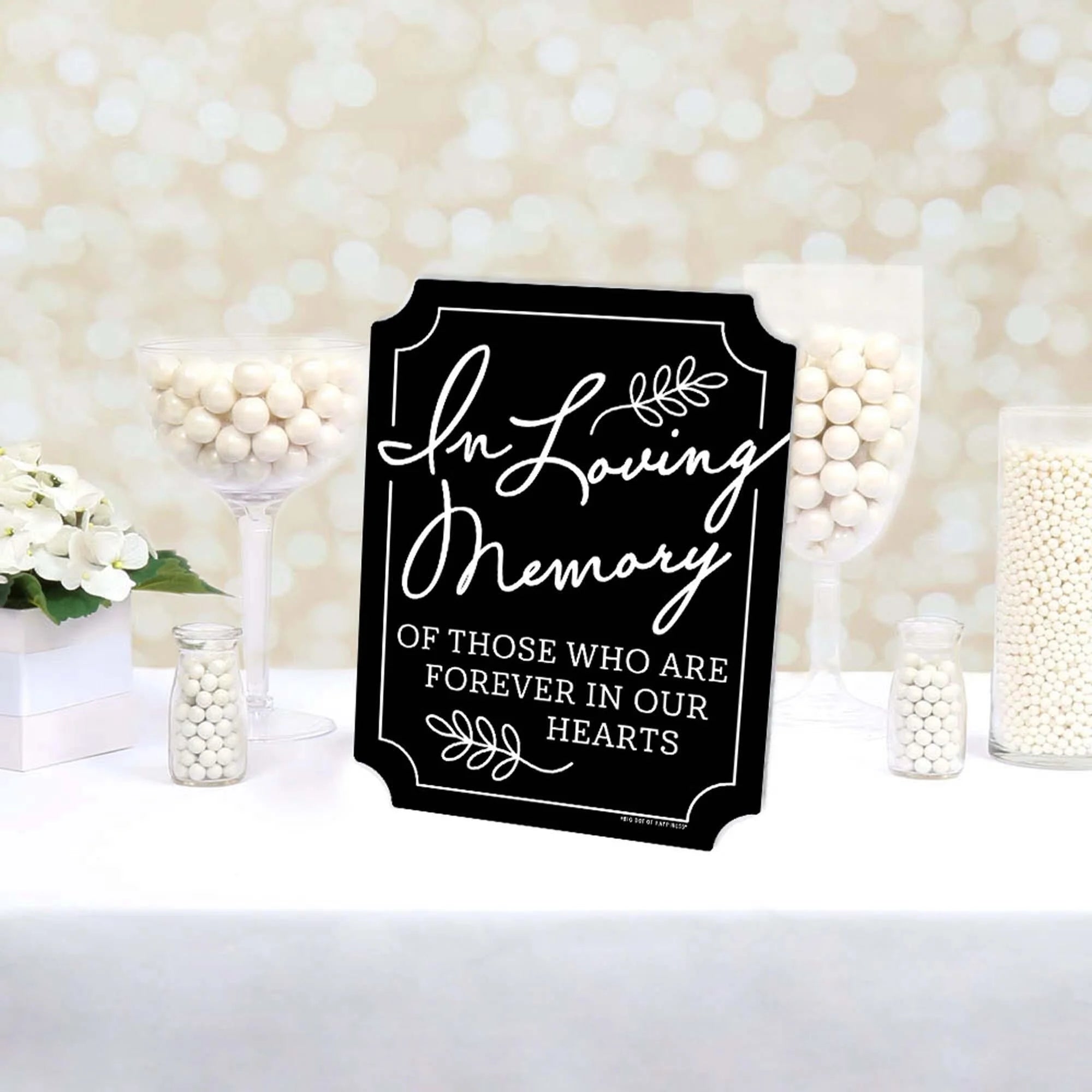 Black in Loving Memory Sign - Memorial Wedding Decor - Printed on Sturdy Plastic - 10.5 X 13.75 Inches Sign with Stand - 1 Piece