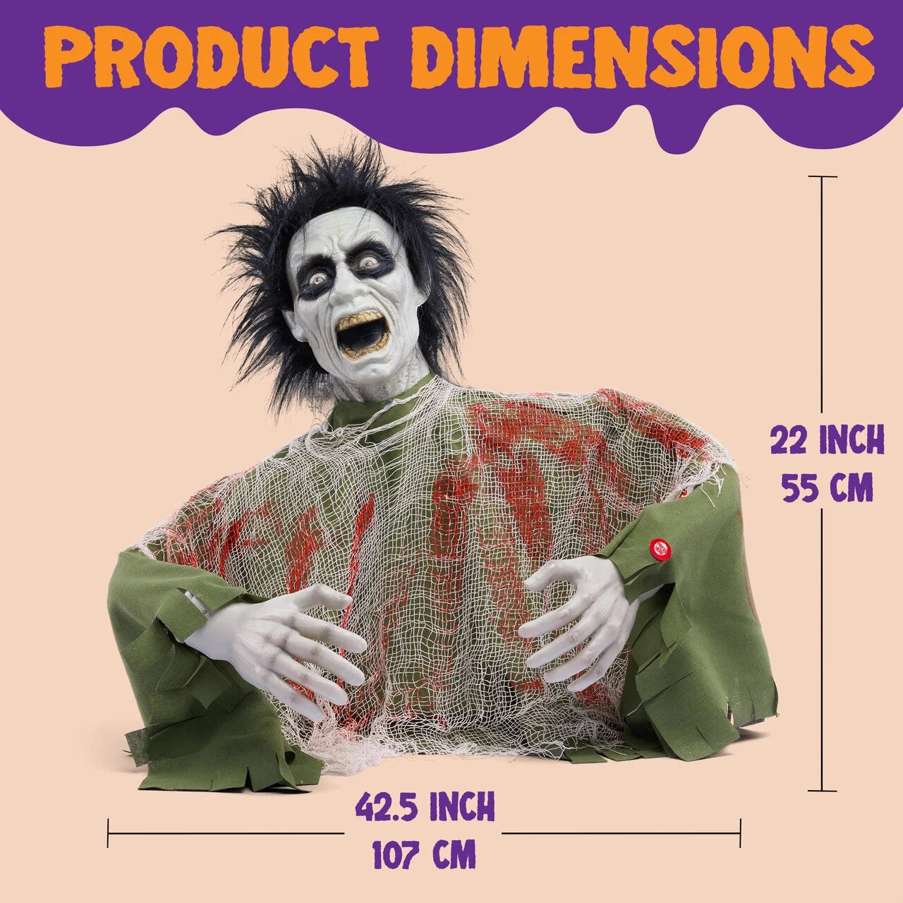 Halloween Decorations Outdoor,Animatronics Groundbreakers with Sound & Glowing Eyes for Graveyard,Zombie Props Halloween outside Decor
