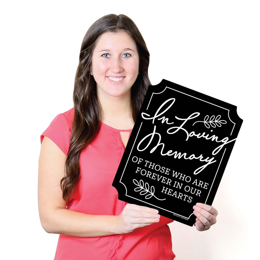 Black in Loving Memory Sign - Memorial Wedding Decor - Printed on Sturdy Plastic - 10.5 X 13.75 Inches Sign with Stand - 1 Piece