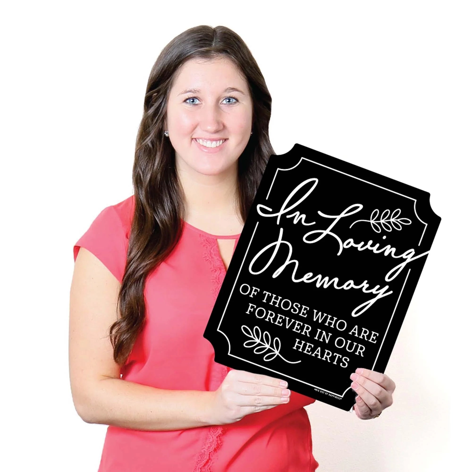 Black in Loving Memory Sign - Memorial Wedding Decor - Printed on Sturdy Plastic - 10.5 X 13.75 Inches Sign with Stand - 1 Piece