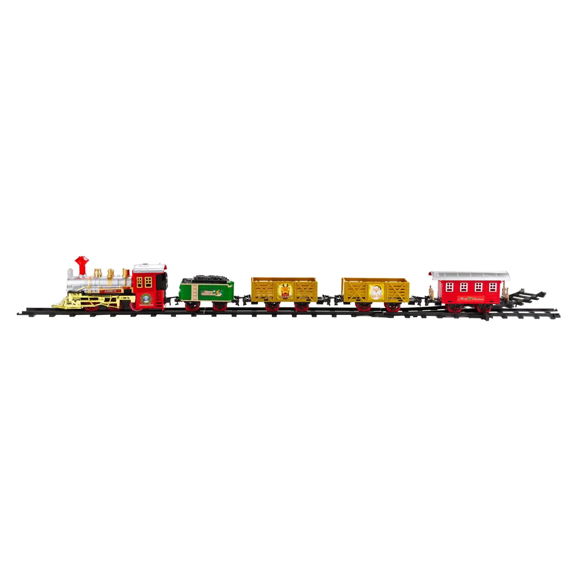 16-Piece Battery Operated Lighted and Animated Christmas Express Train Set with Sound