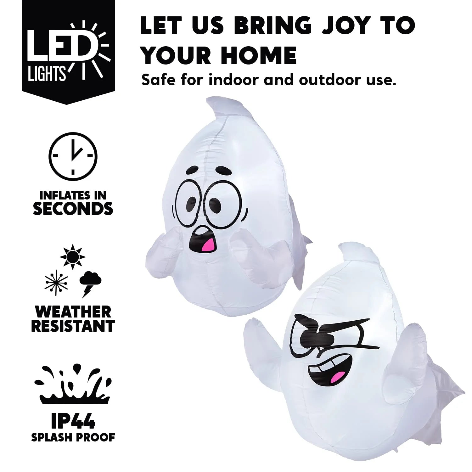 2 Pack Halloween Inflatable Window Ghost,2.6 FT Outdoor Scary Flying Ghost Broke Out from Window with Built-In LED Blow up Inflatable for Window Decoration Yard Garden Lawn Decor