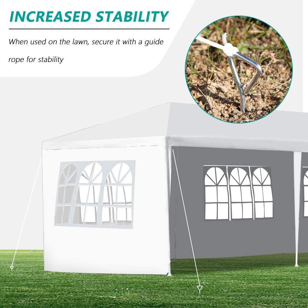 Gazebo Tent 10'X30' Canopy Tent Outdoor Gazebo Canopy Wedding Party Tent Heavy Duty Gazebo Pavilion, White (10X30Ft 5 Removable Sidewalls)