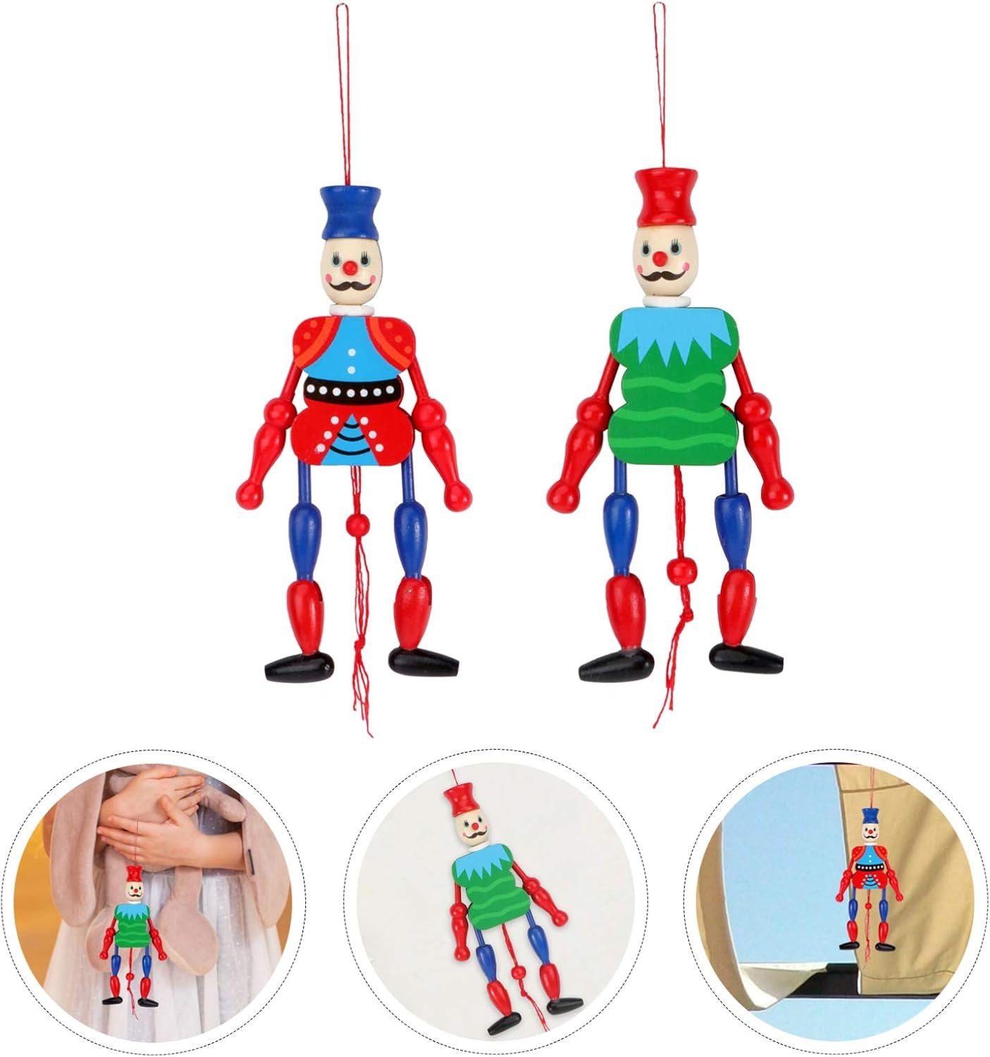 2Pcs Wooden King Puppet for Boys and Girls for Boys and Girls Home Ornament Random Color