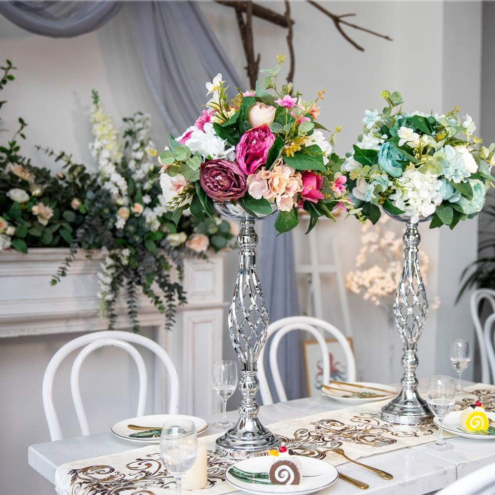 Wedding Centerpieces for Reception Tables, Twist Candleholder Stands Ornaments, Metal Centerpieces Wedding T-Stage Road-Leading Scene Decor Home Flower Arrangement Ornaments