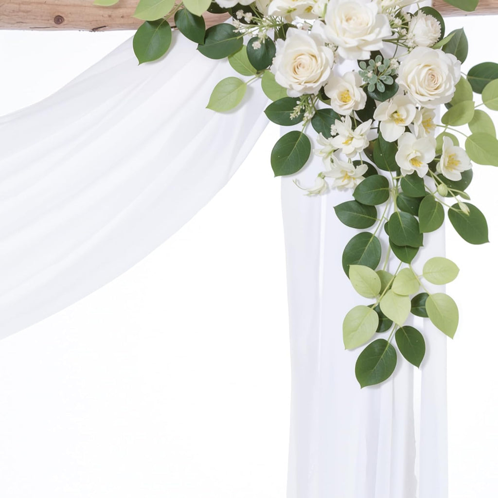 Wedding Arch Draping Fabric,1 Panel 18FT White Drapes Chiffon Fabric Drapery Decorations for Ceremony Reception Party Ceiling Backdrop