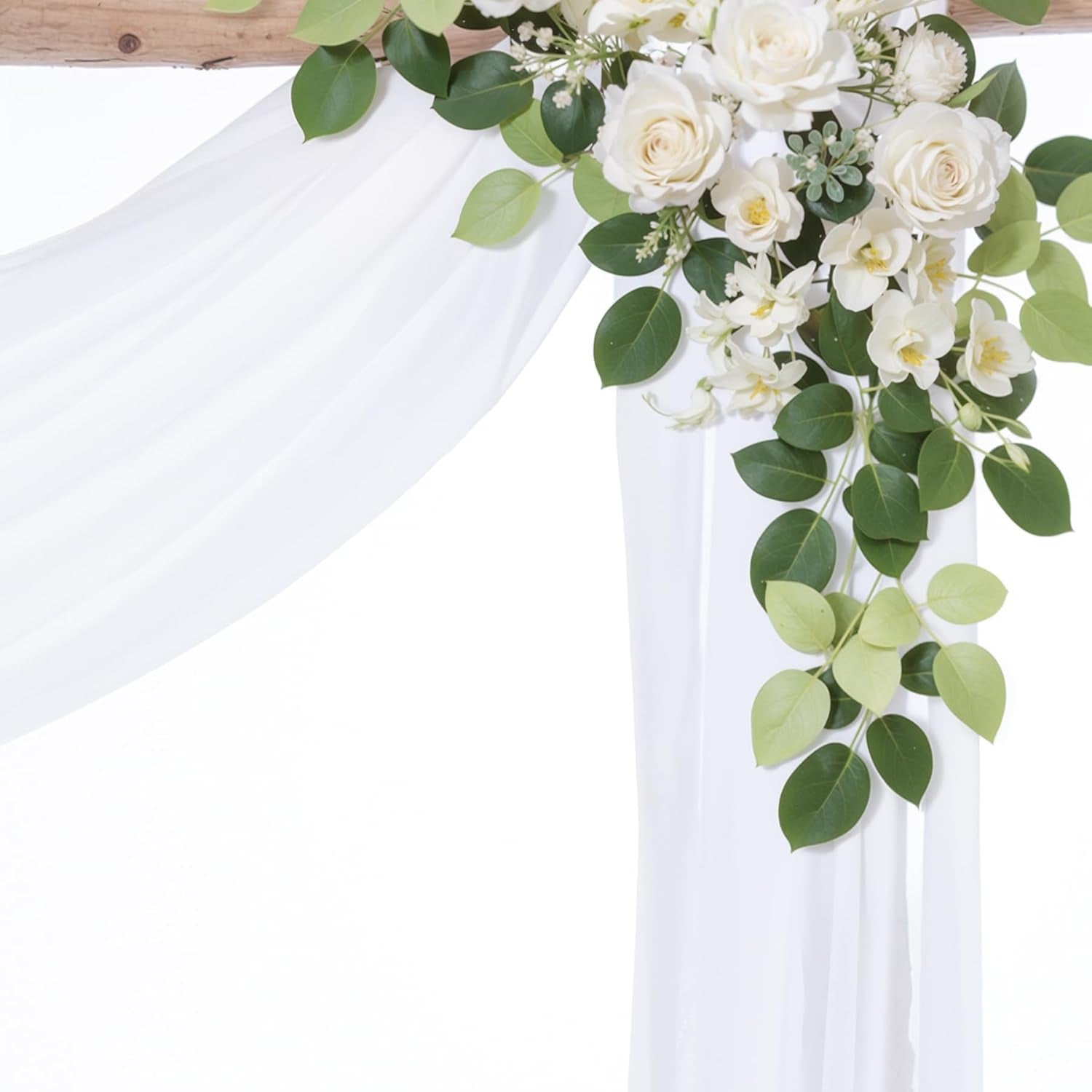 Wedding Arch Draping Fabric,1 Panel 18FT White Drapes Chiffon Fabric Drapery Decorations for Ceremony Reception Party Ceiling Backdrop
