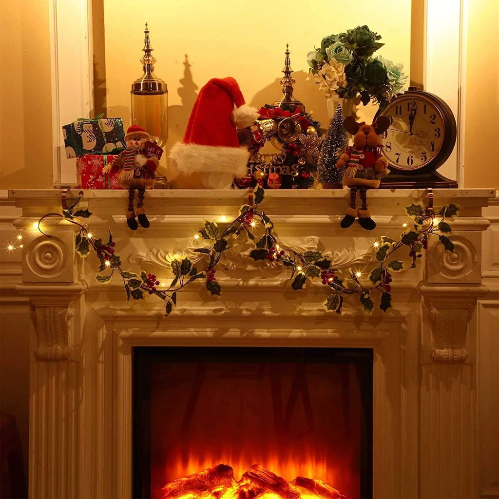 Christmas Garland with Lights Door Wreath Fireplace Christmas Decoration