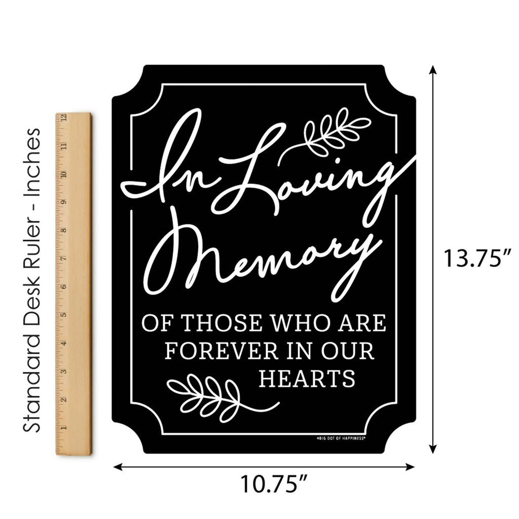 Black in Loving Memory Sign - Memorial Wedding Decor - Printed on Sturdy Plastic - 10.5 X 13.75 Inches Sign with Stand - 1 Piece
