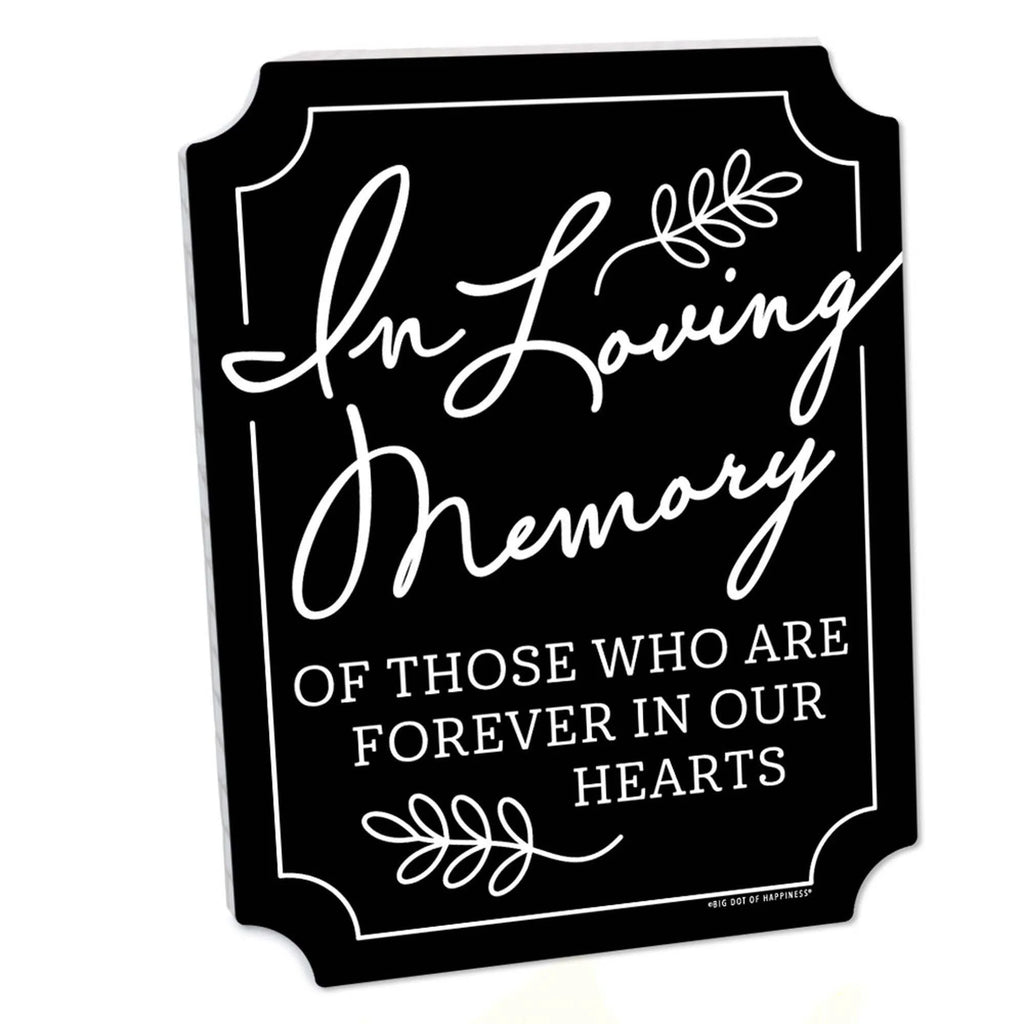 Black in Loving Memory Sign - Memorial Wedding Decor - Printed on Sturdy Plastic - 10.5 X 13.75 Inches Sign with Stand - 1 Piece