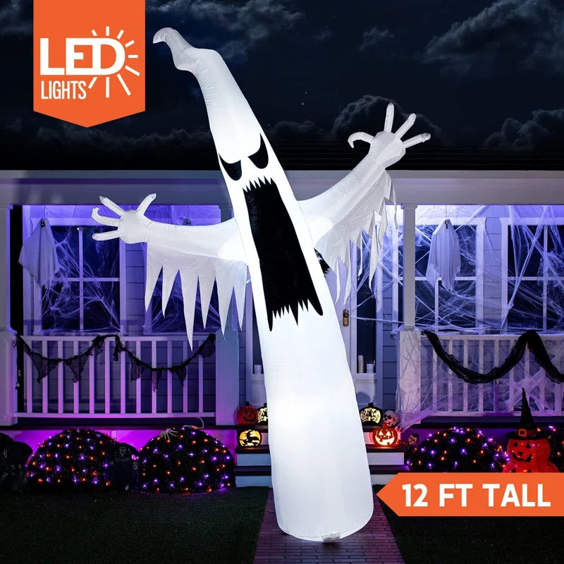 12 FT Halloween Inflatables Outdoor Decorations, Scary Ghost Halloween Decorations, Inflatable Ghost Halloween Blow Ups for Yard with Leds for Halloween Decor, Halloween Yard Decorations