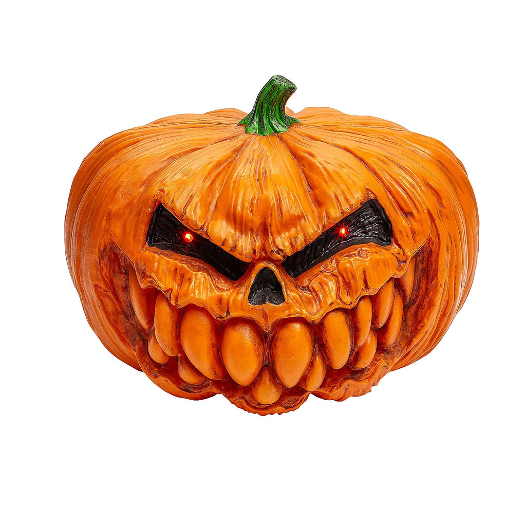 Seasons - Light-Up Scary Plastic Pumpkin with Sound Halloween Decoration, 12" - One Size