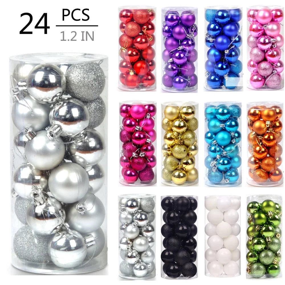 Christmas Gifts on Clearance 1.18" 24Pcs Christmas Balls Ornaments for Xmas Christmas Tree Style Shatterproof Christmas Decorations Hanging Ball on Clearance