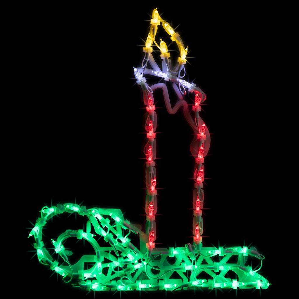 LED Lighted Candle Christmas Window Silhouette - 17.5" - Multicolor Lights