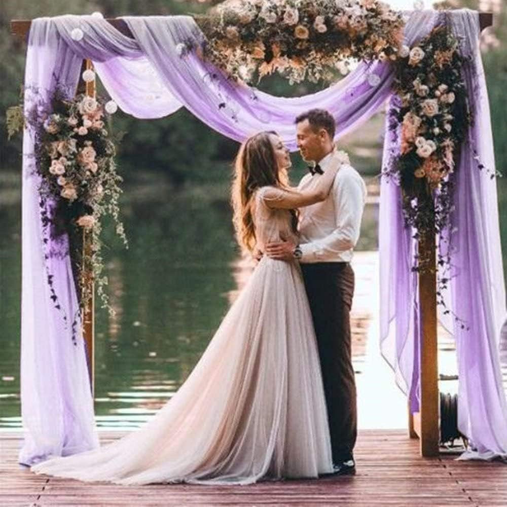 Lavender Wedding Arch Drapes 2 Panels 18FT Chiffon Fabric Drapery Voile Wedding Archway 6 Yards Wedding Ceremony Reception Swag Decorations Lilac Sheer Fabric for Draping Wedding Fabrics
