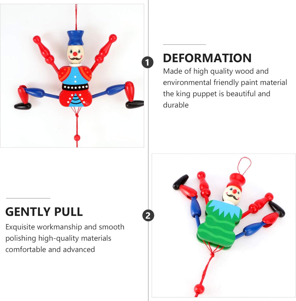 2Pcs Wooden King Puppet for Boys and Girls for Boys and Girls Home Ornament Random Color