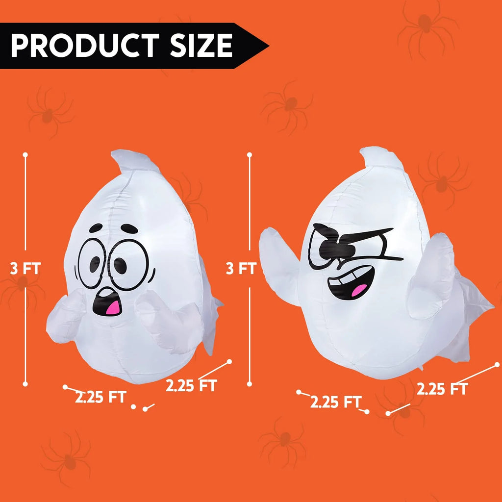 2 Pack Halloween Inflatable Window Ghost,2.6 FT Outdoor Scary Flying Ghost Broke Out from Window with Built-In LED Blow up Inflatable for Window Decoration Yard Garden Lawn Decor