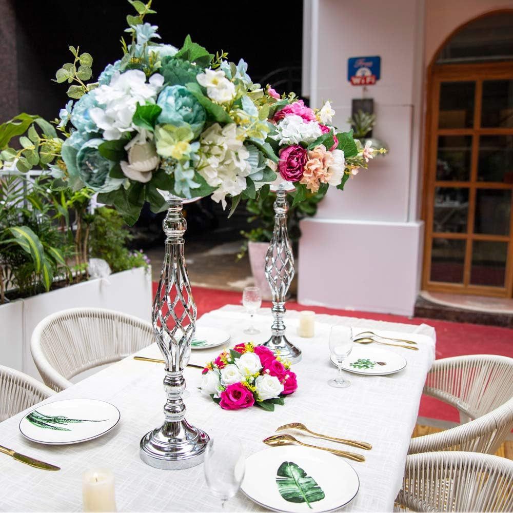 Wedding Centerpieces for Reception Tables, Twist Candleholder Stands Ornaments, Metal Centerpieces Wedding T-Stage Road-Leading Scene Decor Home Flower Arrangement Ornaments