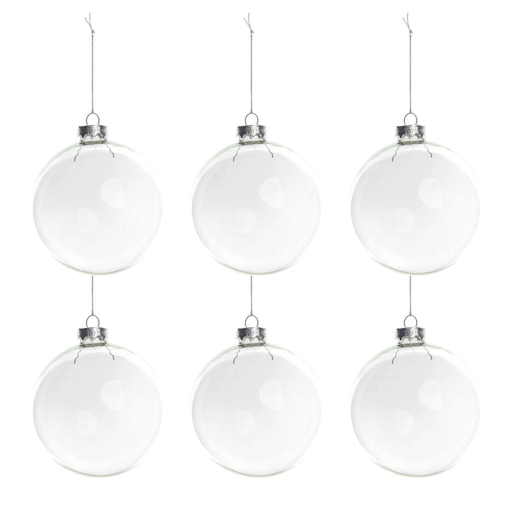Transparent Glass Christmas Ball Ornaments - 3.25" (80Mm) - Clear - 6Ct