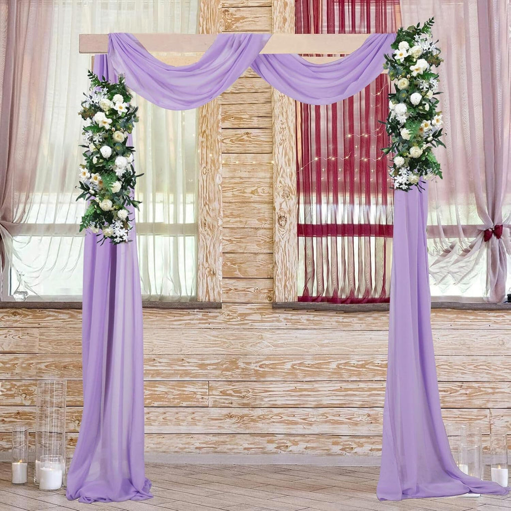 Lavender Wedding Arch Drapes 2 Panels 18FT Chiffon Fabric Drapery Voile Wedding Archway 6 Yards Wedding Ceremony Reception Swag Decorations Lilac Sheer Fabric for Draping Wedding Fabrics