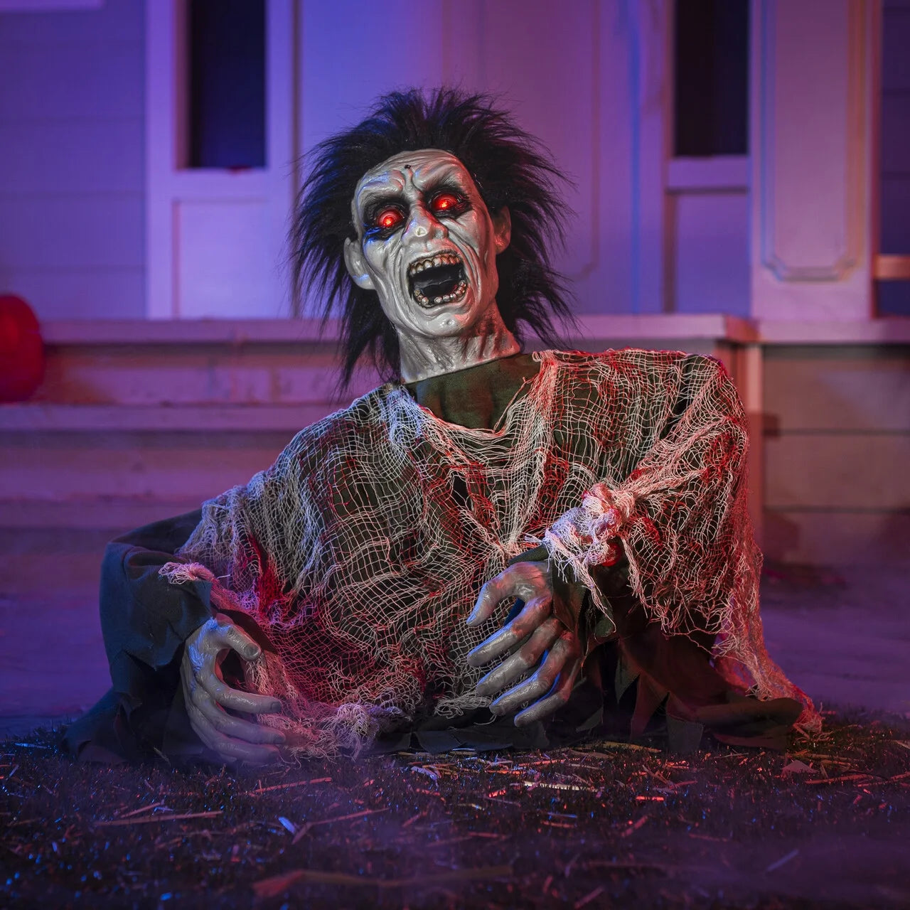 Halloween Decorations Outdoor,Animatronics Groundbreakers with Sound & Glowing Eyes for Graveyard,Zombie Props Halloween outside Decor