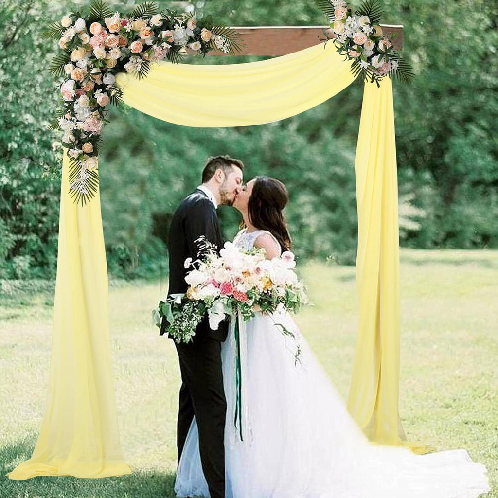 2 Panels 18FT Yellow Chiffon Wedding Arch Drapes | 6 Yards Sheer Fabric for Draping | Elegant Voile Decorations for Ceremony & Reception | Soft, Wrinkle-Free, Reusable