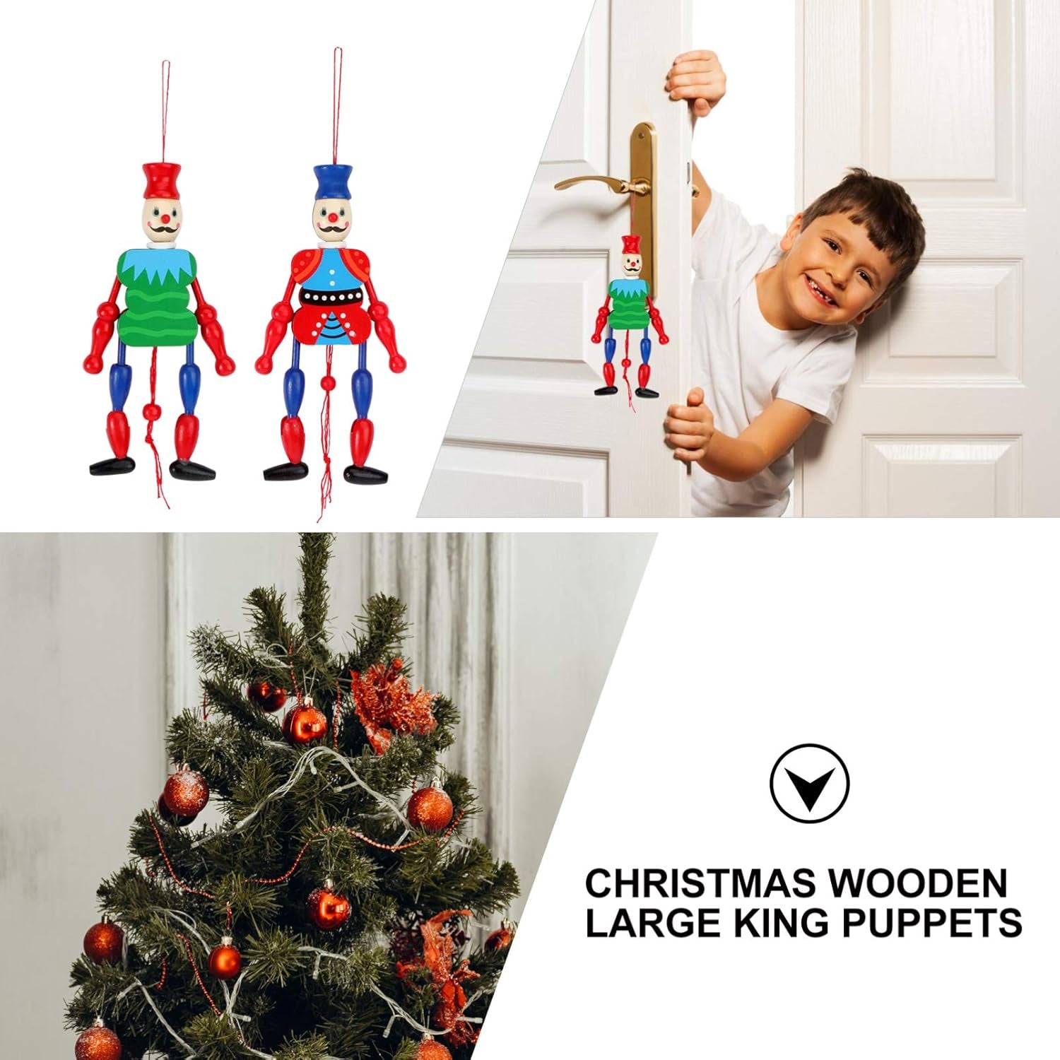 2Pcs Wooden King Puppet for Boys and Girls for Boys and Girls Home Ornament Random Color