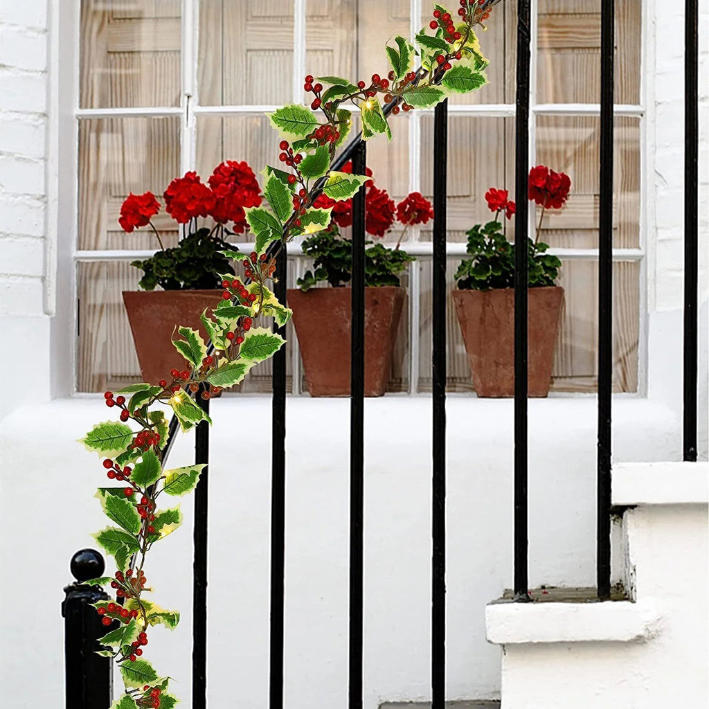 Christmas Garland with Lights Door Wreath Fireplace Christmas Decoration