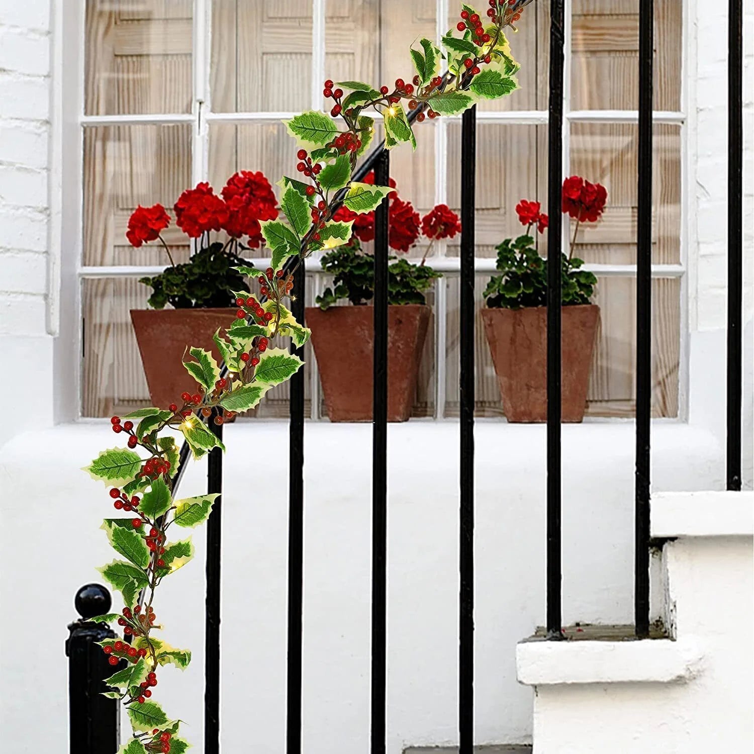 Christmas Garland with Lights Door Wreath Fireplace Christmas Decoration