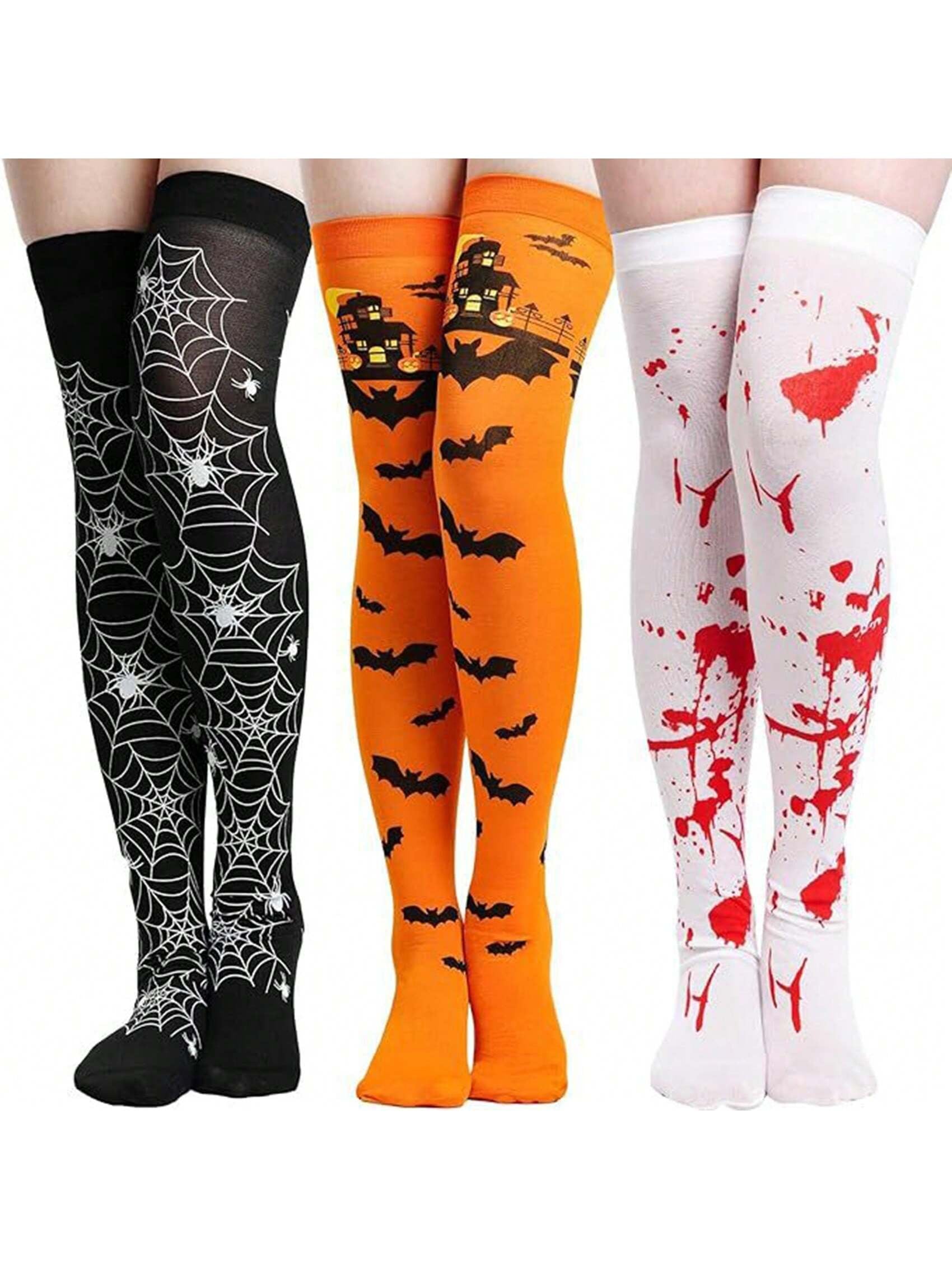 1Pair Halloween Thigh High Socks,Long Stockings,Halloween over Knee Stockings,Halloween Cosplay Festival Socks,Funny Prank Stockings for Halloween,Halloween Party Costume Props,Christmas