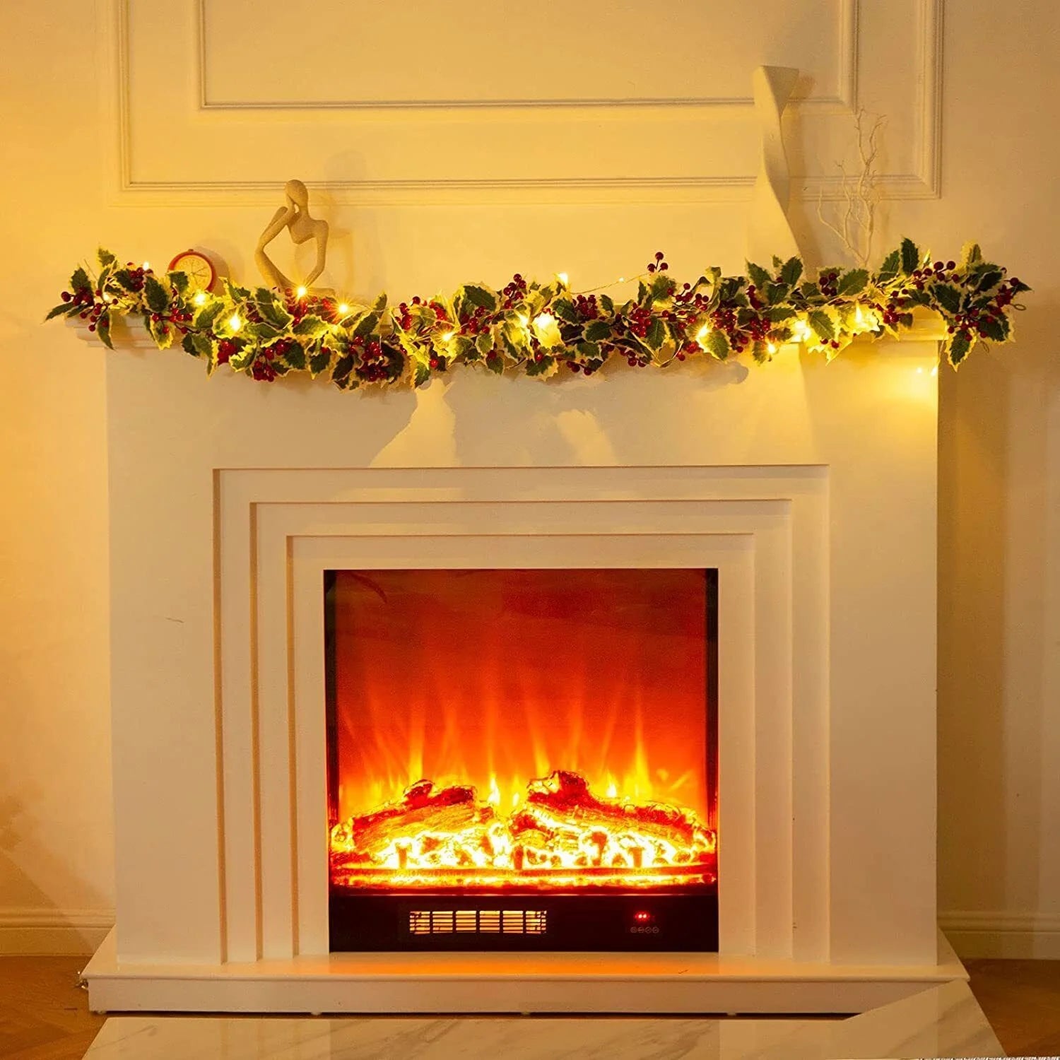 Christmas Garland with Lights Door Wreath Fireplace Christmas Decoration