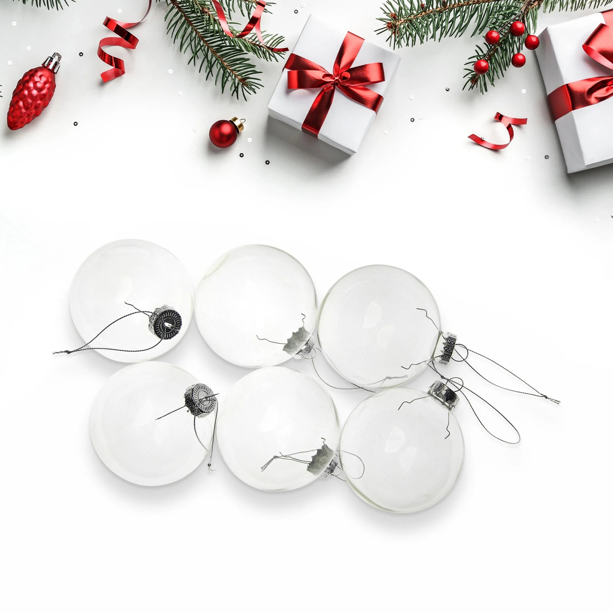 Transparent Glass Christmas Ball Ornaments - 3.25" (80Mm) - Clear - 6Ct