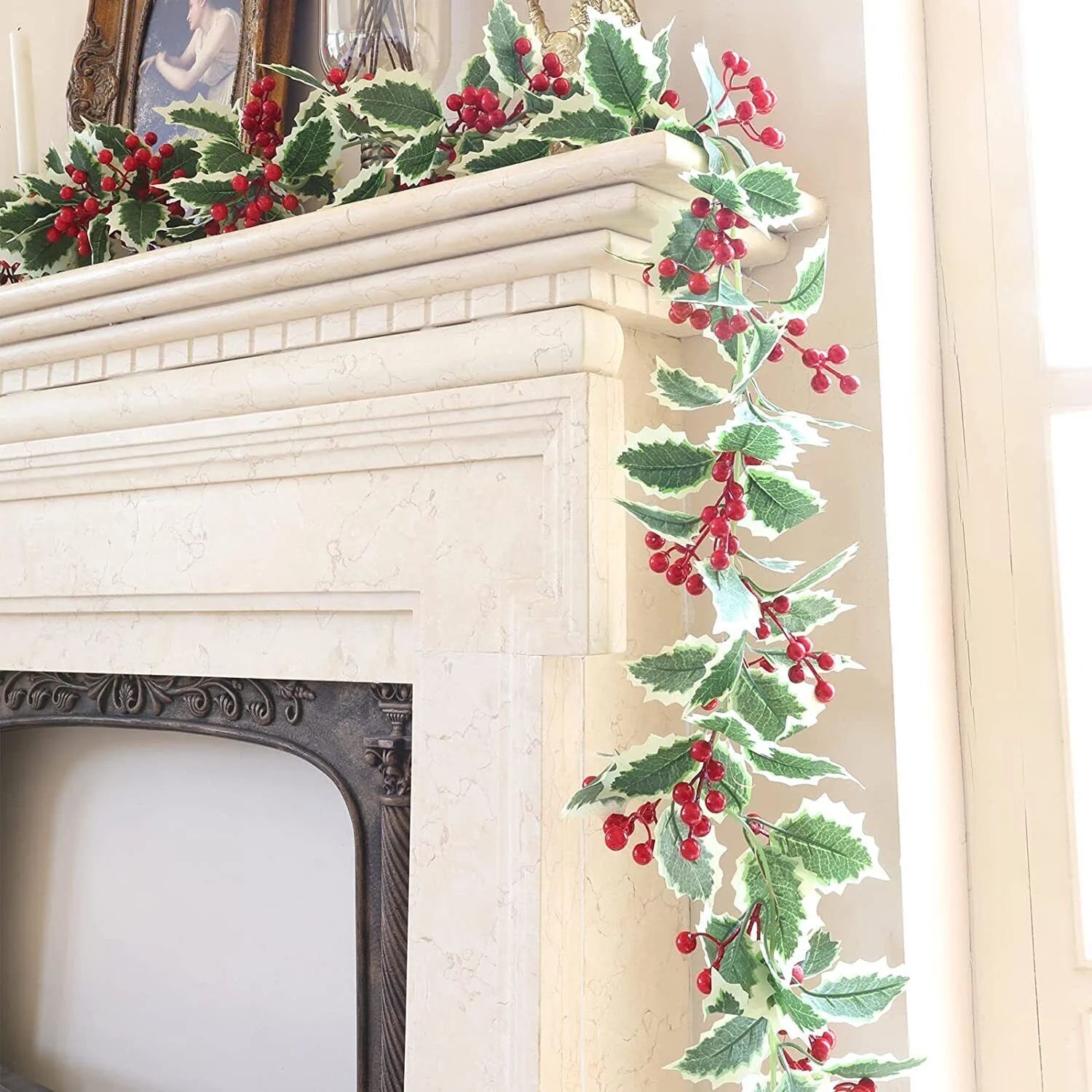 Christmas Garland with Lights Door Wreath Fireplace Christmas Decoration