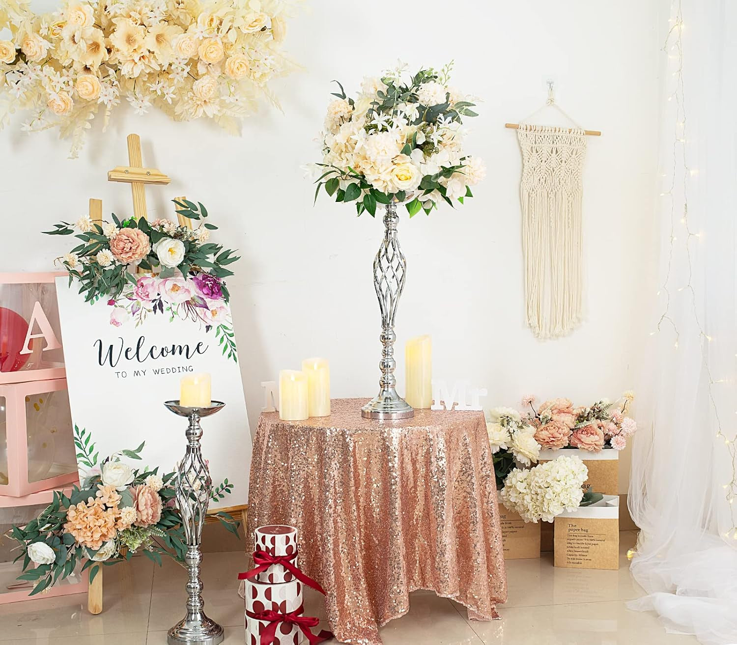 Wedding Centerpieces for Reception Tables, Twist Candleholder Stands, Wedding Flower Arrangement Vases, Metal Centerpieces for Wedding Road-Leading Home Decor